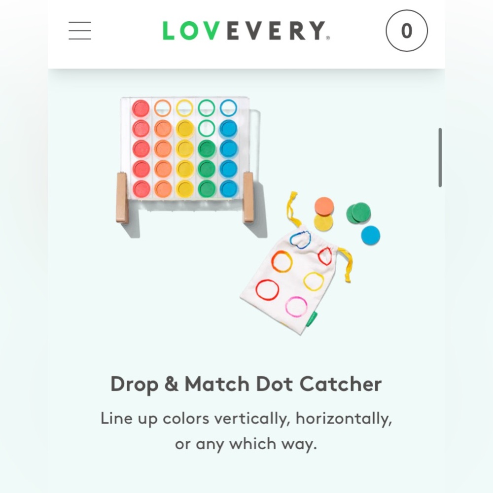 Lovevery Drop and Match Dot Catcher- Missing Dots and bag